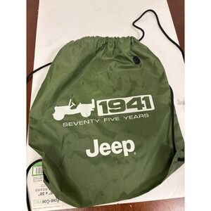 New Jeep Green Cinch Drawstring Nylon Bag Backpack 20" X 16"